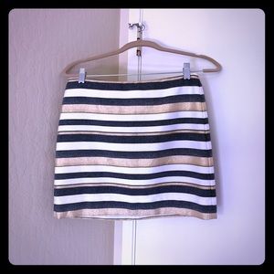 Jcrew strip gold mini skirt